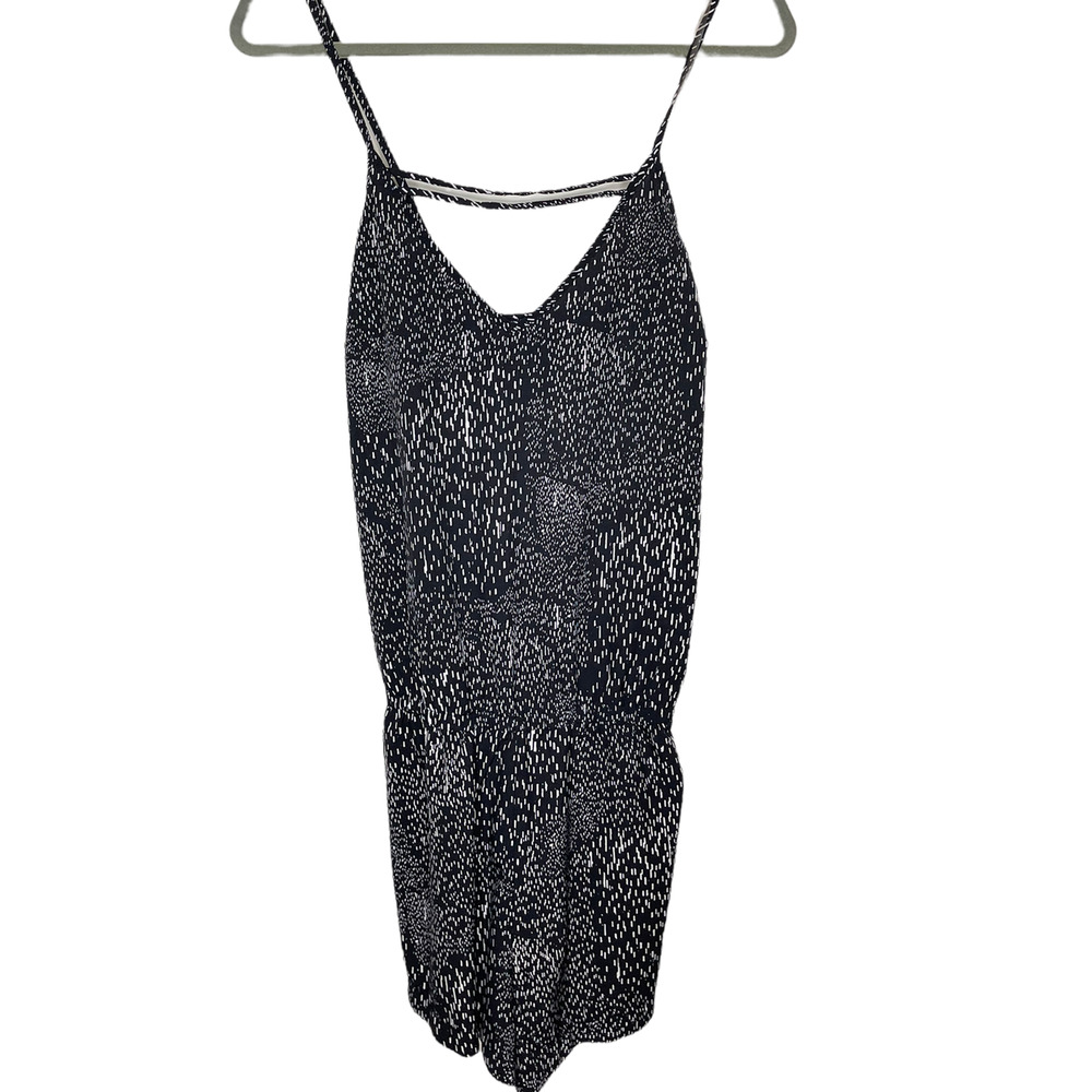 Fabletics Black & White Patterned Spaghetti Strap Romper